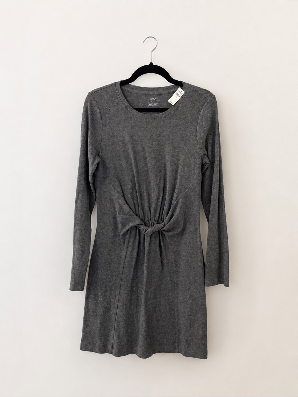 Aerie Gray Ribbed Tie Front Dress NWT Size L